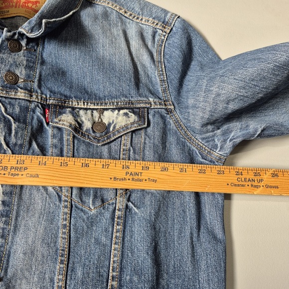 Levis‎ Denim Trucker Jacket Mens XL Bleach Faded Acid Wash Jean 100% Cotton - Picture 7 of 9